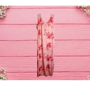 Pretty Girl XLG sleeveless pink floral polyester woman's long lightweight dress